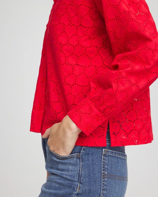 Heart Eyelet Button Down Shirt - image 5